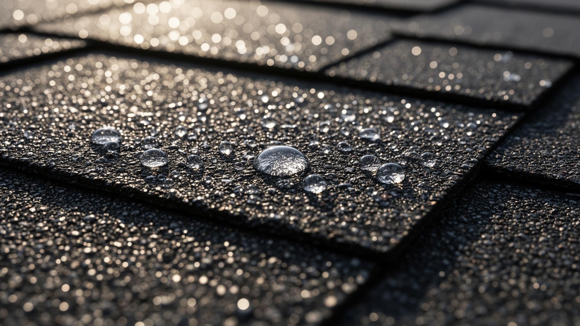 Water beading on coated shingles